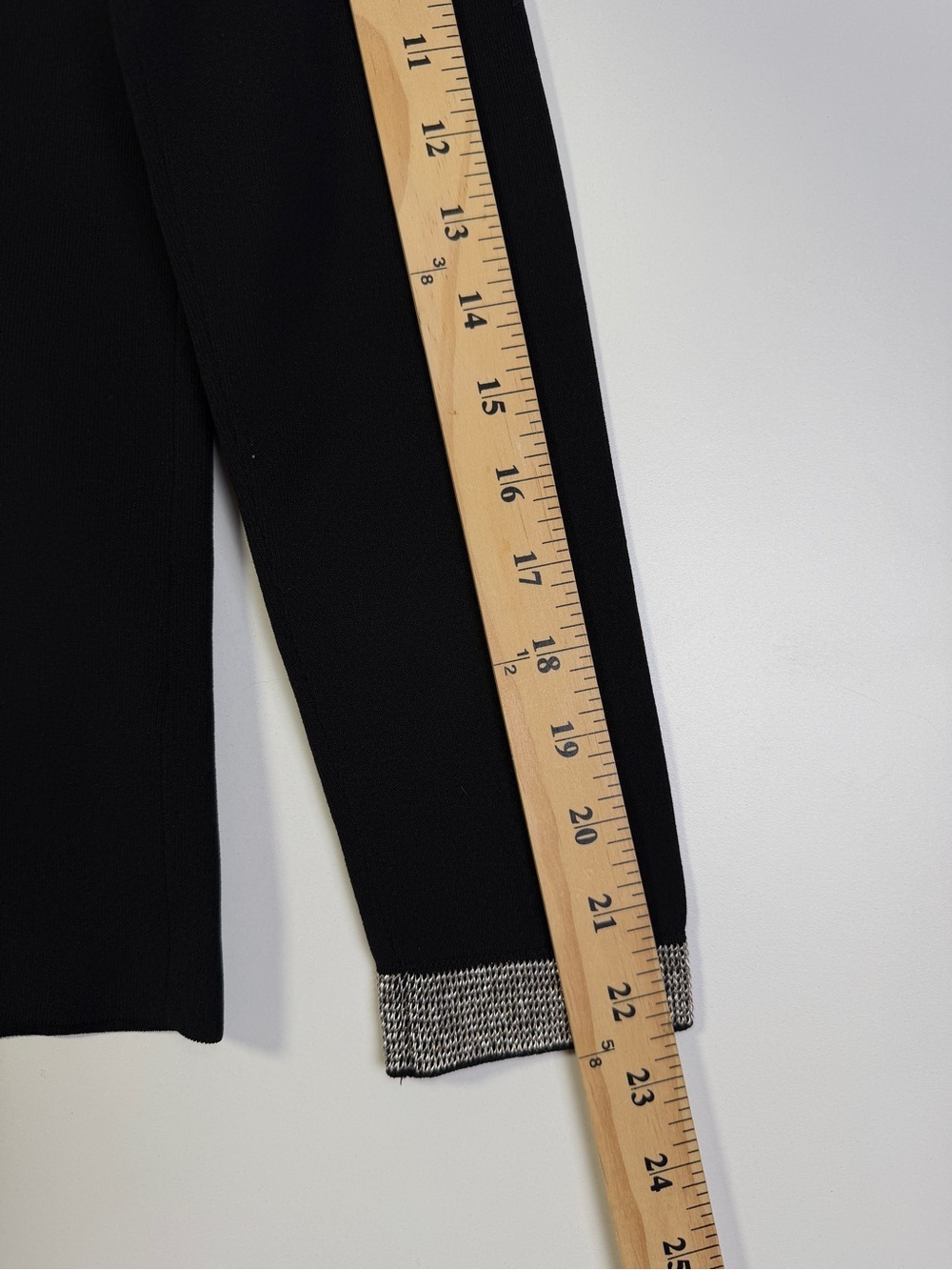 Yves Saint Laurent Metallic Trim V-Neck Knit Sweater XS Black Silver - Picture 9 of 9